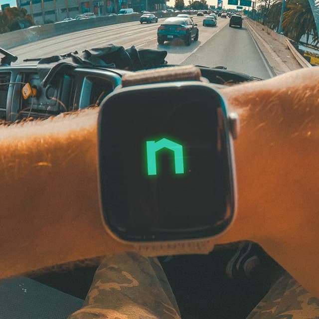 Next Moving logo on Apple Watch represents that company operates in Digital Era and uses the latest moving technologies.