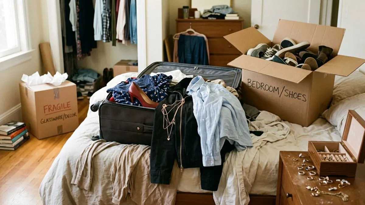 Clothes in wardrobe box - how to pack clothes for moving on hangers