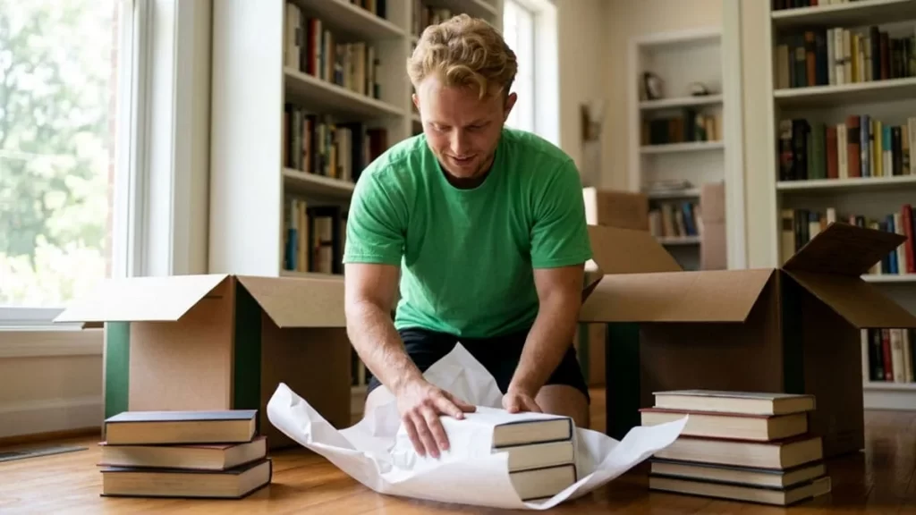 Stack of moving boxes for books - best boxes for moving books in 2026
