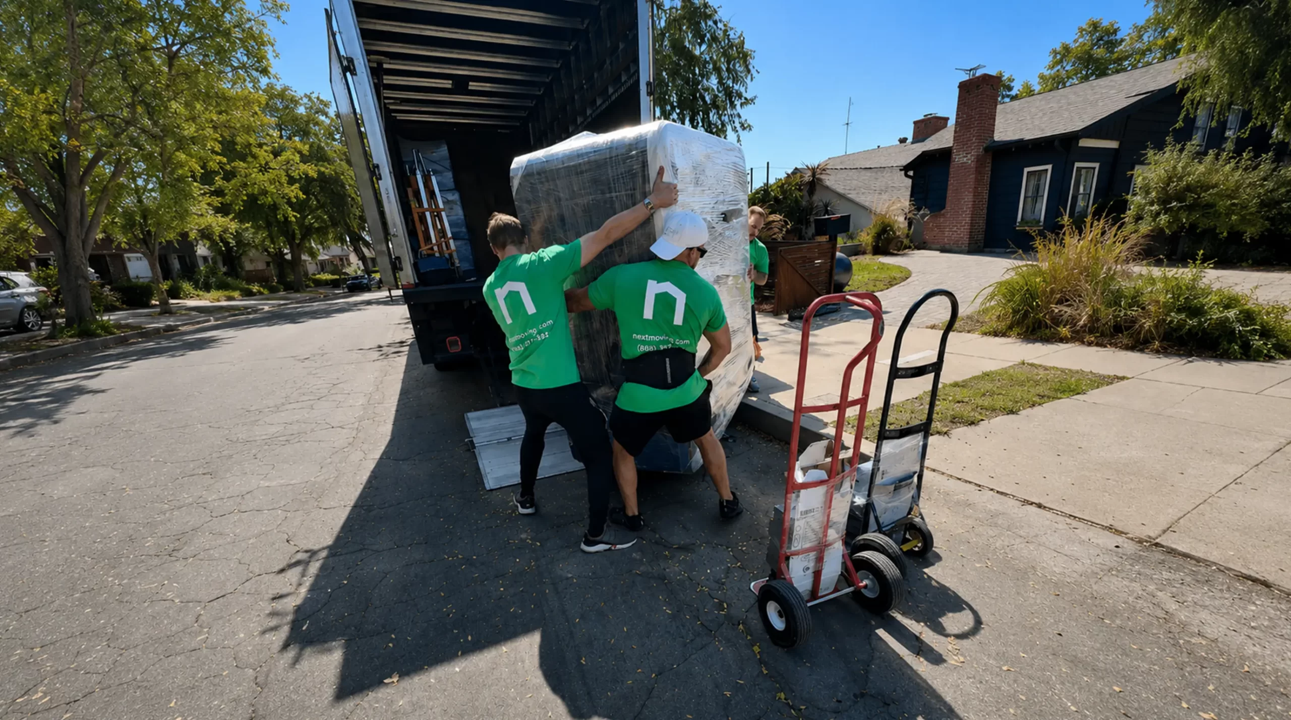 Next Moving crew loading a wrapped hot tub into a truck - how to move a hot tub